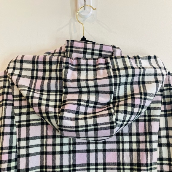 TORRID Sz 1 Flannel Plaid Hooded Drawstring at Waist Snap Buttons Anorak Shacket - Picture 11 of 16